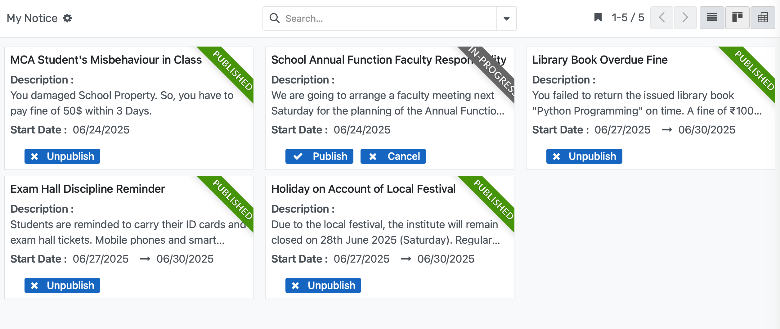 Targeted Campus Announcement Dashboard