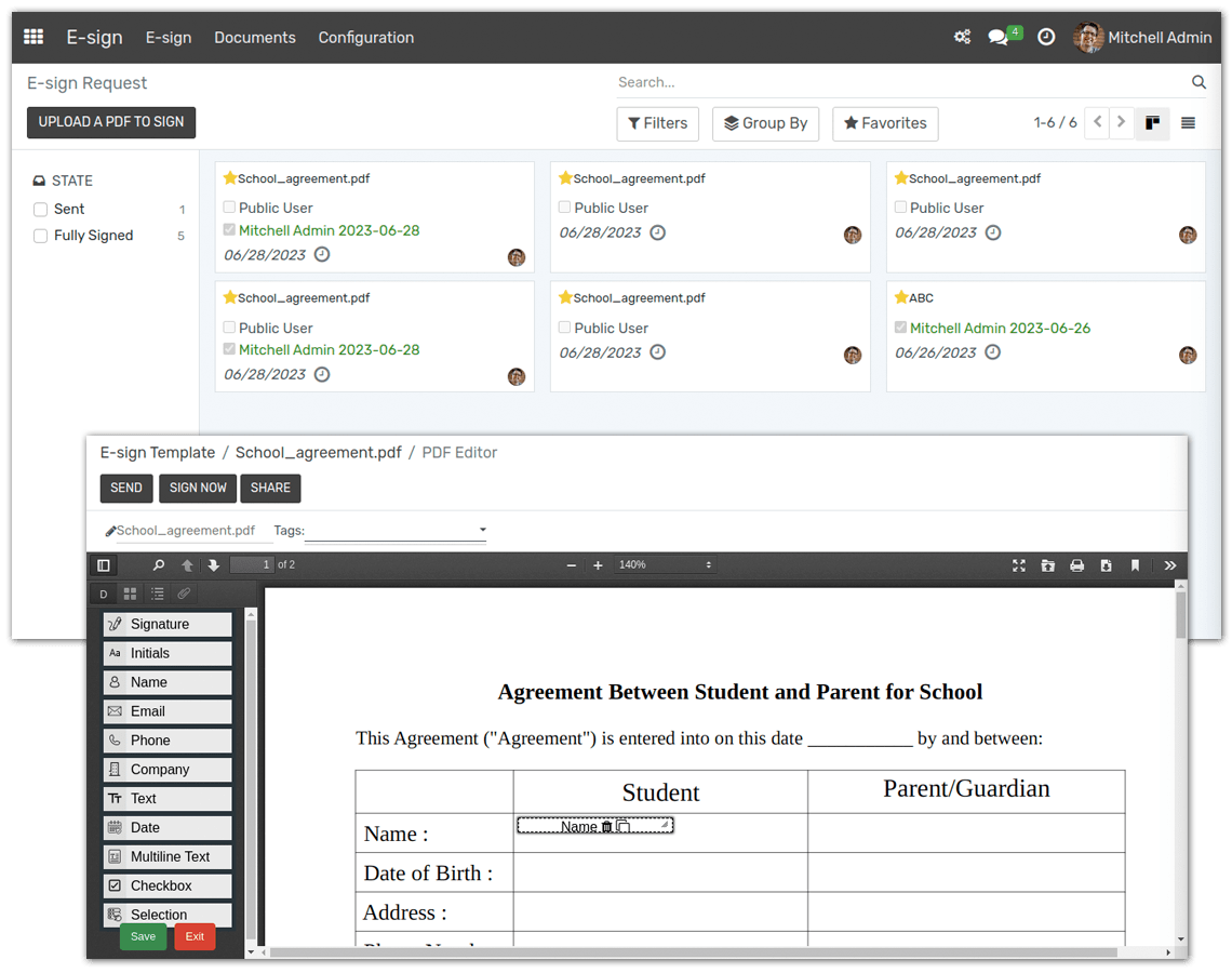 E-sign Templates & Request