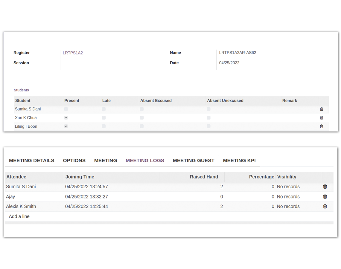 OpenEduCat Class Dashboard